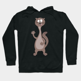 Funny weasel waving cartoon illustration Hoodie